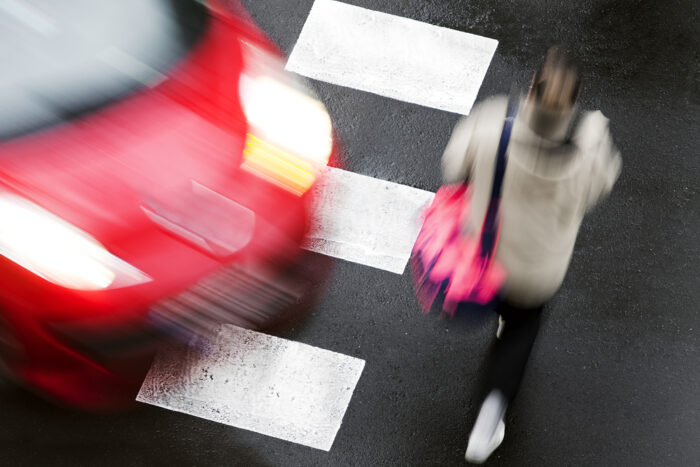 Crosswalk Of Street City With People